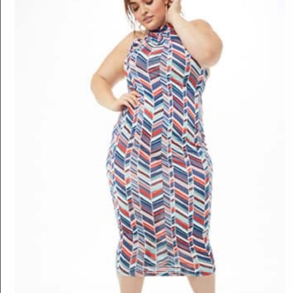 NWT Forever 21 Plus Chevron Patterned Halter Dress